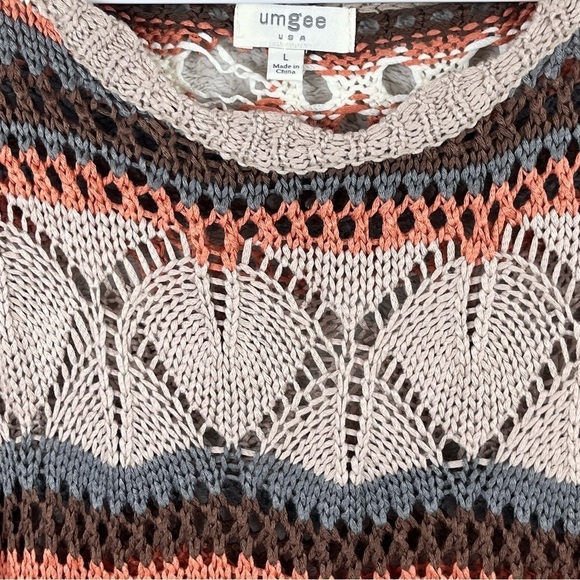 Umgee Loose Knit Oversized Sweater Muted Colors Striped Large - Picture 6 of 13